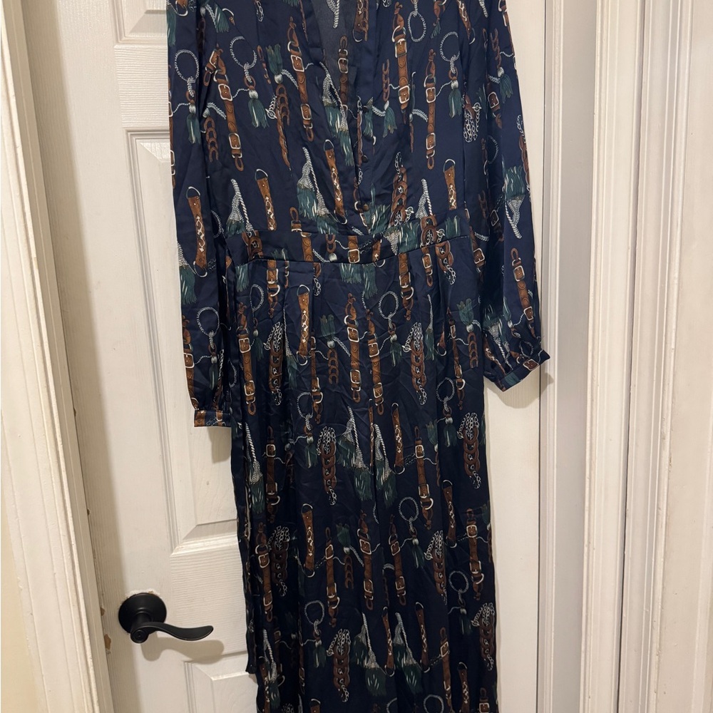 Fashion Nova Blue Sheath Jumpsuit with Bishop Sleeves